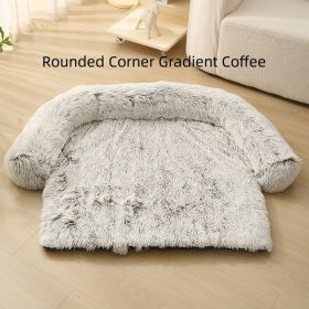 Pet Dog Plush Winter Warm Sofa Cushion (Option: Rounded Corner Gradient Coffee-M)