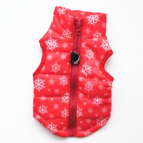 Fashion Personalized Puppy Cotton-padded Jacket Vest (Option: Christmas Red Snowflake-XS)