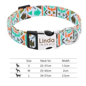 Adjustable Nylon Dog Collar Personalized Dogs Cat ID (Option: 217Orange-M)