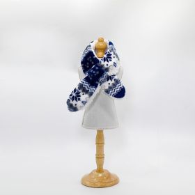 Plush Christmas Pet Warm Scarf (Option: Blue Snowflake-S)