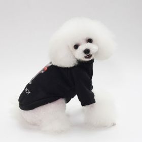 Dog Winter Pet Clothes Brushed Hoody (Option: Boxing Boy Sweater Black-M)