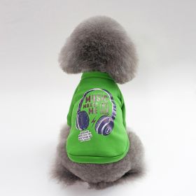 Dog Winter Pet Clothes Brushed Hoody (Option: Music Sweater Green-M)