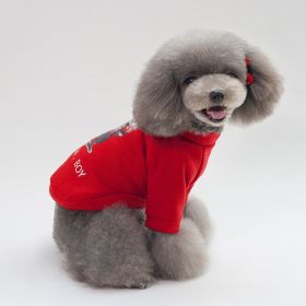 Dog Winter Pet Clothes Brushed Hoody (Option: Boxing Boy Sweater Red-M)