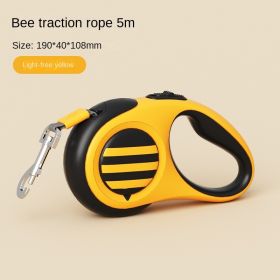 Pet traction rope Dog traction rope Strap type telescopic traction rope Walking dog traction rope Pet supplies wholesale (Specification (L * W): individual, colour: Little Bee Towing Rope -5m Light Free Yellow)