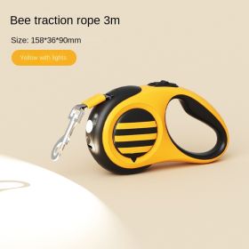 Pet traction rope Dog traction rope Strap type telescopic traction rope Walking dog traction rope Pet supplies wholesale (Specification (L * W): individual, colour: Little Bee Towing Rope -3m Yellow with Light)