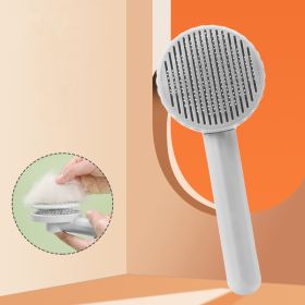 1pc Pet Grooming Brush Hair Removal Comb With Stainless Steel Teeth; Dematting Brush For Dogs & Cats (Color: Grey)