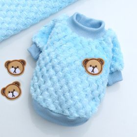 New Winter Pet Clothes; Cute Fleece Puppy Dress Warm Cat Coat; Pet Apparel; For Small & Medium Dogs (Color: Sky Blue, size: L)