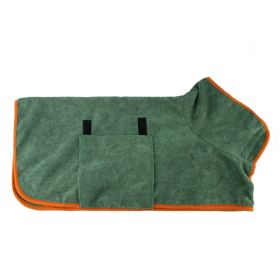 Pet Bath Towel For Dog & Cat; Microfiber Dog Bathrobe; Absorbent Cat Towel; Quick Dry Pet Bathrobe (Color: Dark Green, size: XL)