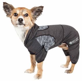 Pet Life Active 'Pawsterity' Heathered Performance 4-Way Stretch Two-Toned Full Bodied Hoodie (Color: Black, size: small)