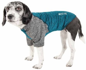 Pet Life Active 'Hybreed' 4-Way Stretch Two-Toned Performance Dog T-Shirt (Color: Teal, size: small)