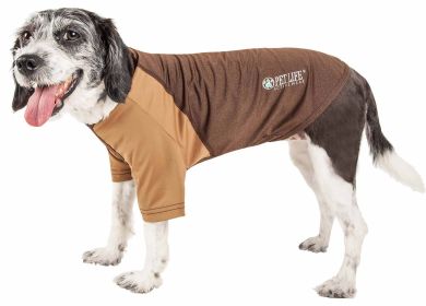 Pet Life Active 'Hybreed' 4-Way Stretch Two-Toned Performance Dog T-Shirt (Color: Brown, size: small)