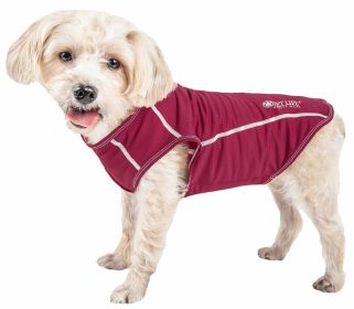 Pet Life Active 'Racerbark' 4-Way Stretch Performance Active Dog Tank Top T-Shirt (Color: Maroon, size: medium)