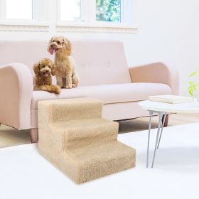 3 Steps Pet Stairs for Dogs and Cats (Color: beige)