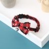 2pcs Christmas Snowflake Checker Bowknot Bell Cat Collar Safety Buckle Removable Pet Collar ; dog Christmas Bell collar