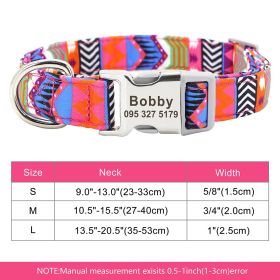 Adjustable Nylon Dog Collar Personalized Dogs Cat ID (Option: 337Rose-S)