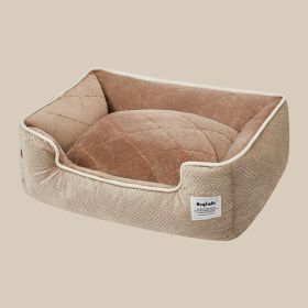 Thickened Winter Warmth Detachable And Washable Dog And Cat Litter (Option: Beige Khaki-62x50CM)