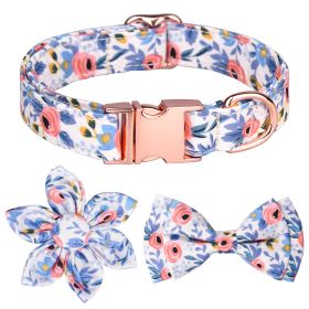 Detachable Hexapetalous Flowers Dog Collar (Option: Blue-S)