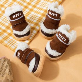 Autumn And Winter Pet Cotton Shoes Thickened Cotton Padded (Option: Warm Brown-No 3)